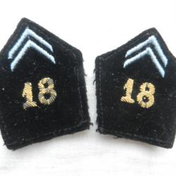 paire de pattes de col 18ème régiment transmissions