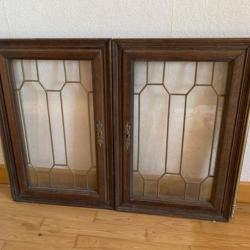 Portes placard verre vitrine vitraux vintage