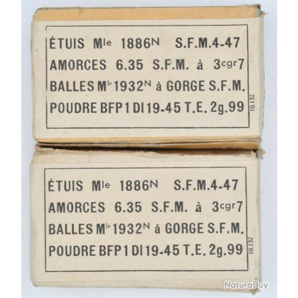 2 boites de 8 cartouches LEBEL balles 1932 N - S.F.M. 4-47 - Lot 840-48