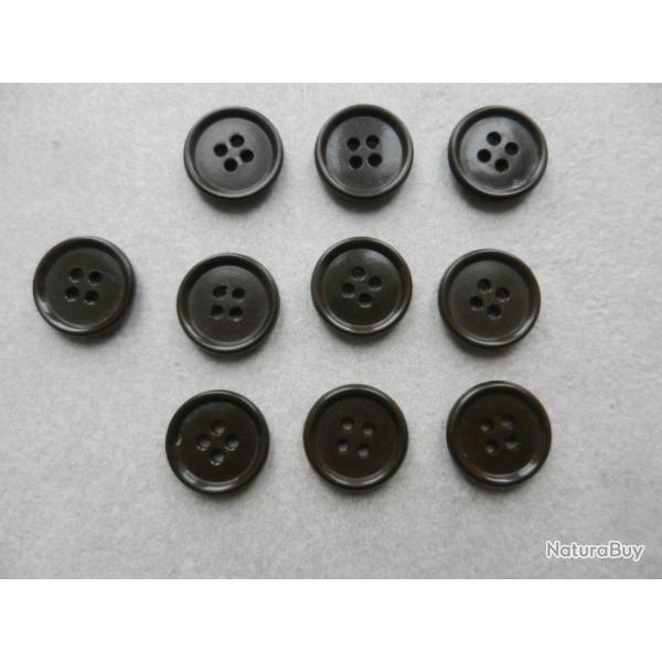 lot de 10 boutons brun pour veste militaire militaires - diamtre : 19 mm