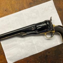 Rare revolver Colt 1860 calibre 44 fabrication Pietta acier jaspé et barillet cannelé