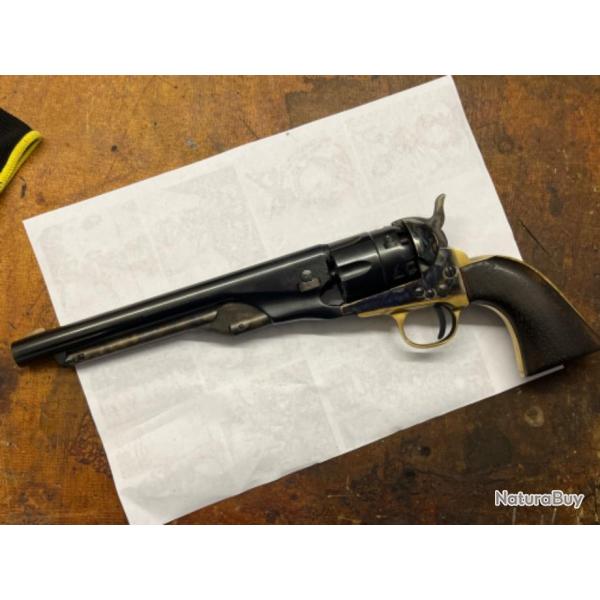 Rare revolver Colt 1860 calibre 44 fabrication Pietta acier jasp et barillet cannel