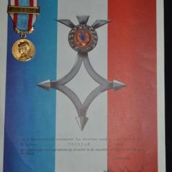 MEDAILLE & INSIGNE FORCE FRANCAISE AFN-GUERRE ALGERIE + DIPLÔME NOMINATIF-1954/1962