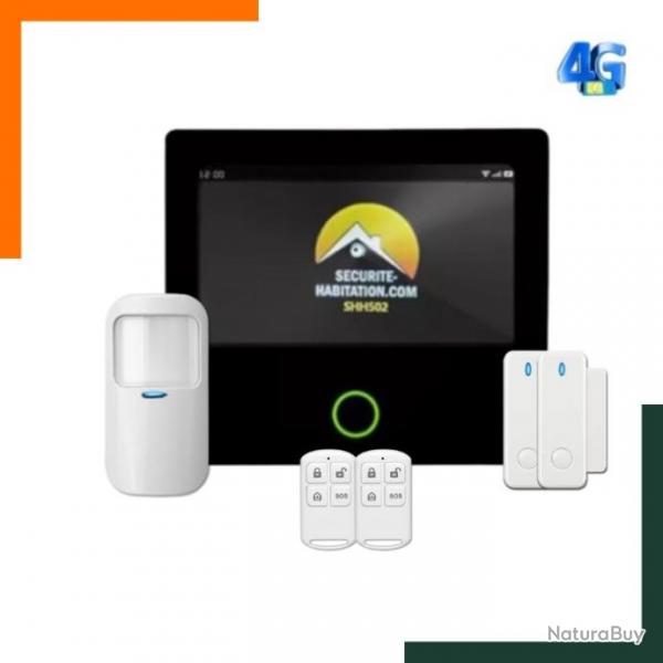 Kit d'alarme maison sans fil GSM, 4G Wifi : Armement/dsarmement  distance - Facile  installer