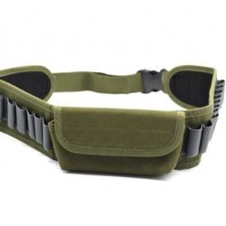 Ceinture cartouchiére kaki, 20 cartouches calibre 12/16/20 + 10 munitions rayées