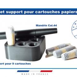 Kit Mandrin et Support pour 9x Cartouches Papiers cal.44 poudre noire