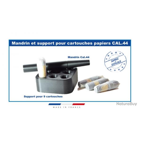 Kit Mandrin et Support pour 9x Cartouches Papiers cal.44 poudre noire