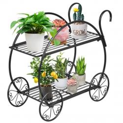 Chariot Parisien Fer Forgé Plantes Décorations Niveaux Roues Décoratives Accessoire Supports Jardin