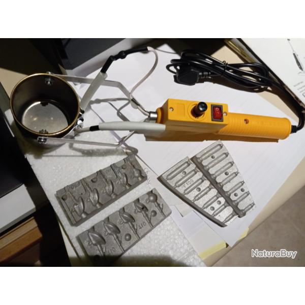 POT DE FUSION ELECTRIQUE POUR PLOMB DE PECHE AVEC DEUX MOULES