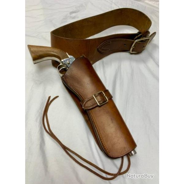 Authentique ceinturon western des annes 70 de la marque GIL HOLSTERS pour COLT REMINGTON SPENCER