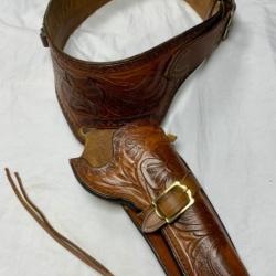 Authentique ceinturon western des années 70 de la marque GIL HOLSTERS pour COLT 1873 REMINGTON 1875