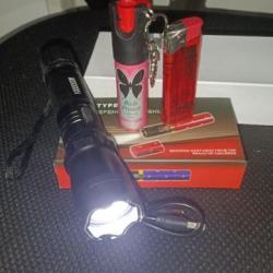 Lot 2 pièces : Shocker neuf chargeur+ Bombe Lacrymogène porte clef 20 ml
