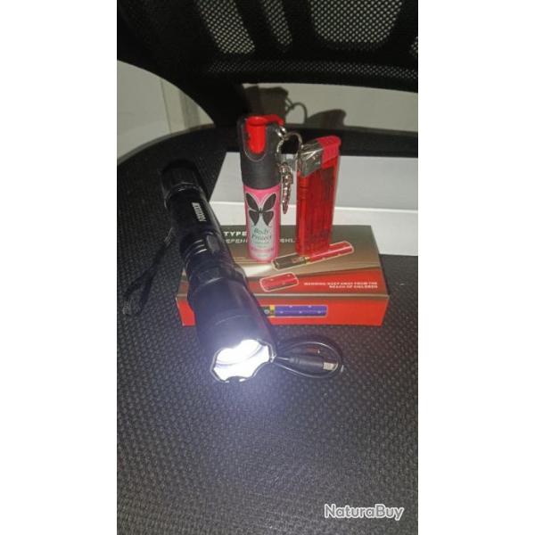 Lot 2 pices : Shocker neuf chargeur+ Bombe Lacrymogne porte clef 20 ml