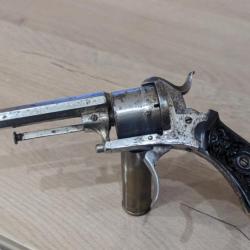 Revolver lefaucheux 7mm a broche st Etienne Sa et Da rare finition nickelé!!!