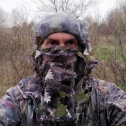 Cagoule camouflage avec voilette visage pour poste affût. En stock, livraison rapide !