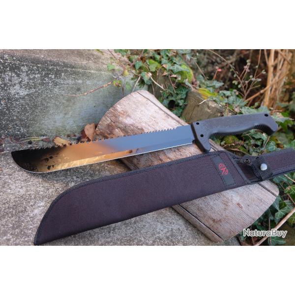 Gros Couteau Machette Bowie Trekking Alaska Lame Acier 3Cr13 Manche Abs Etui Nylon Survie Treck A2