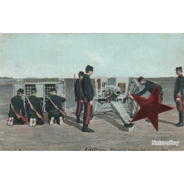 CPA - Militaire - ILLUSTRATION- ARTILLERIE A vos POSTES ! CANON de 75 de ROY Augustin- N522