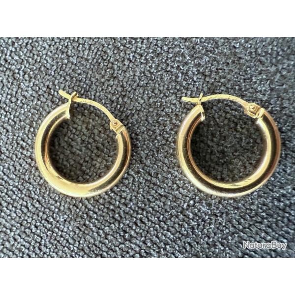Boucles d'oreilles or massif 18 carats - anneaux - (croles)
