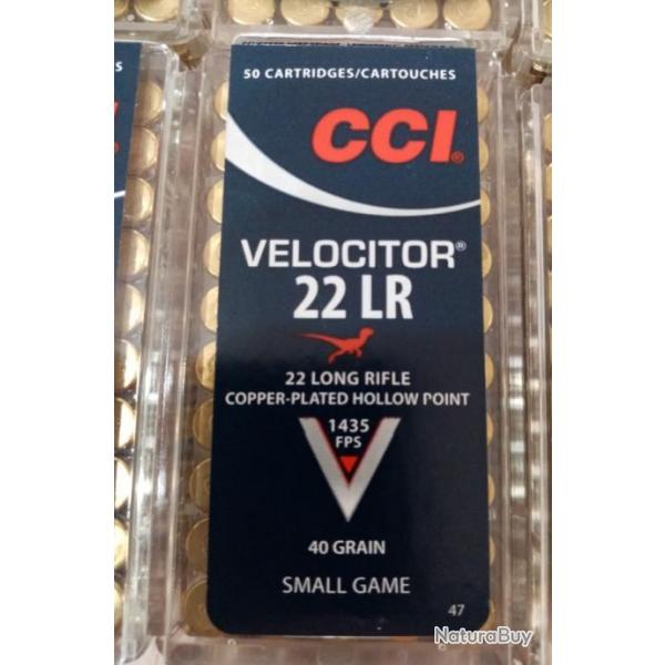 500 x CCI Velocitor 1435fps 40gr cuivres pointe creuse