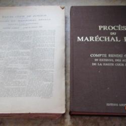 Minutes procès du maréchal  Philippe Pétain haute cour de justice livre d'époque et retirage de 1976