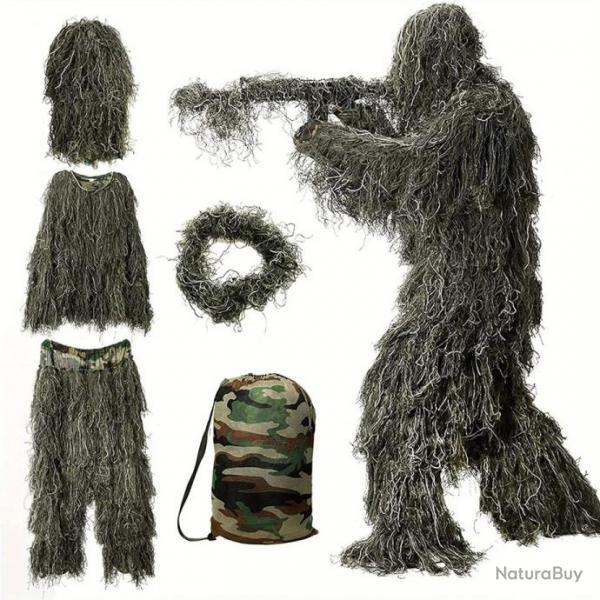 Ghillie 5 pices camouflage 3D - 1m60 / 1m85 - LIVRAISON GRATUITE - Verte