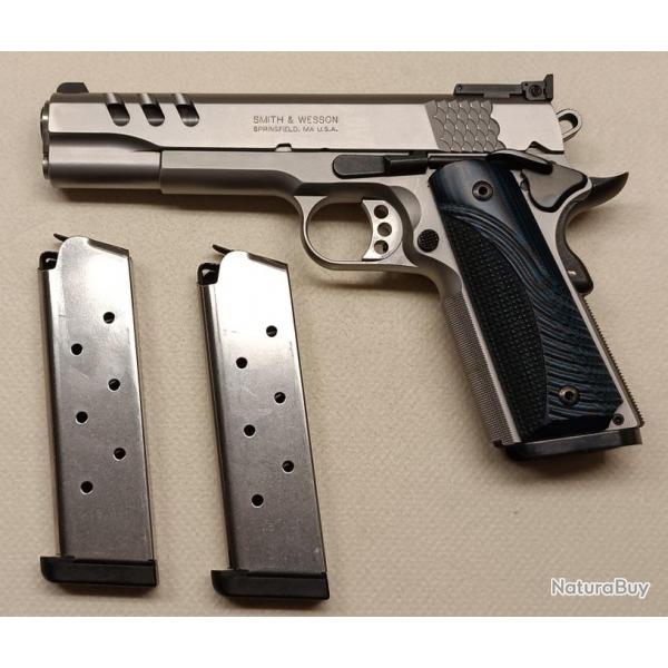 PISTOLET S&W 1911 PERFORMENCE CUSTOM BLEU CALIBRE 45ACP OCCASION