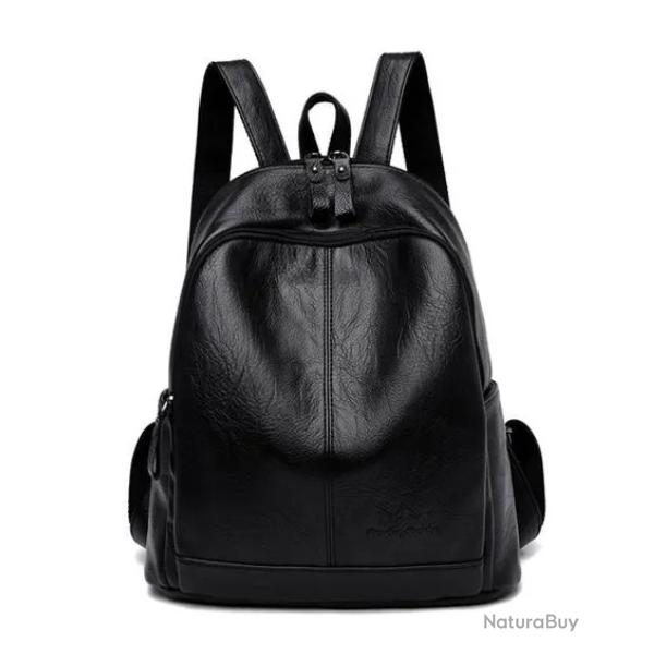 Sac  Dos Femme lgant en Cuir PU Impermable Collge Randonne Voyage Noir