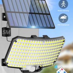 Lampe Solaire Extérieure à Détecteur de Mouvement 124 LED COB 3 Modes de Fonctionnement IP65 Étanche