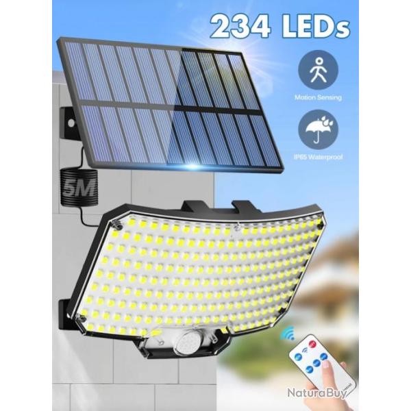 Lampe Solaire Extrieure  Dtecteur de Mouvement 124 LED COB 3 Modes de Fonctionnement IP65 tanche