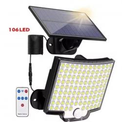 Lampe Solaire Extérieure à Détecteur de Mouvement 106 LED 4 Modes Réglables IP65 Étanche