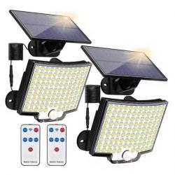 Lampe Solaire Extérieure à Détecteur de Mouvement 106 LED 4 Modes Réglables IP65 Étanche X 2