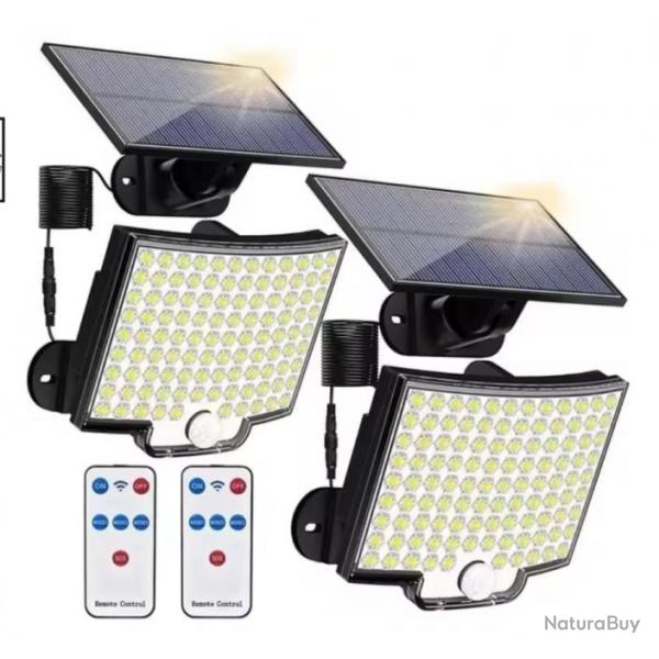 Lampe Solaire Extrieure  Dtecteur de Mouvement 106 LED 4 Modes Rglables IP65 tanche X 2