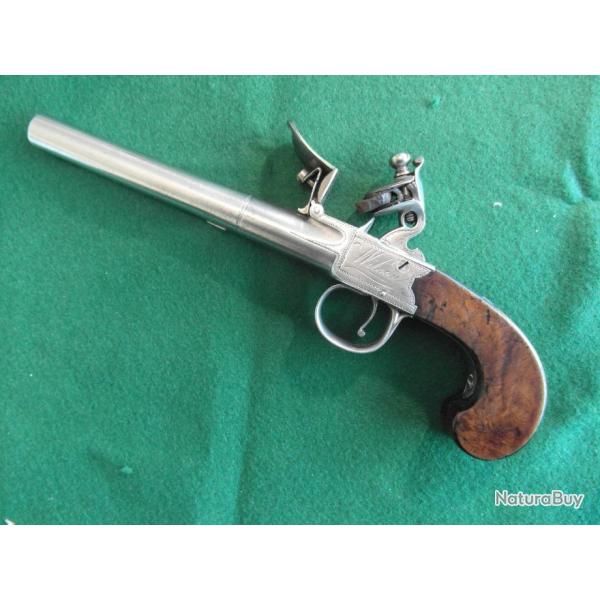 Long pistolet de poche  silex anglais 18 signe "Wilson"