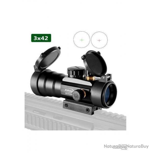 Red dot avec zoom 3X42 point rouge et vert pour rail de 11 et22 mm