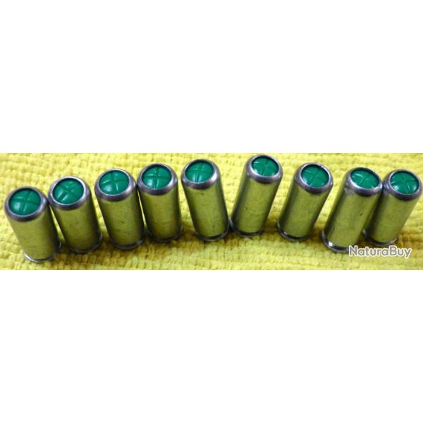 1 LOT DE 9 MUNITIONS (MAXXTECH) NON LETALES CHARGEES A BLANC POUR PISTOLET AUTO-Calibre: 8mm