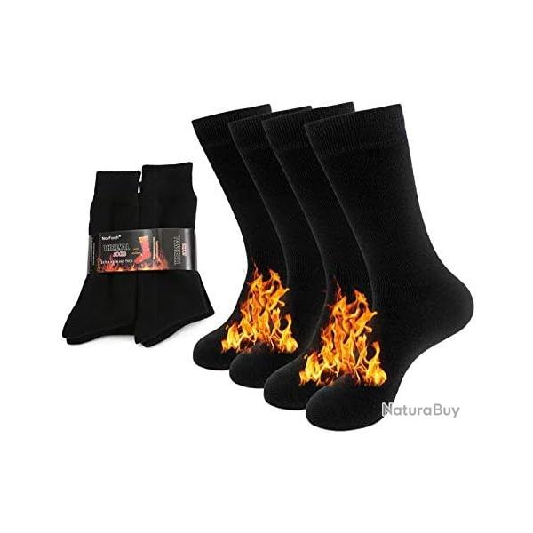 2/4 paires de chaussettes thermiques paisses isoles chauffes et chaudes pour le temps froid