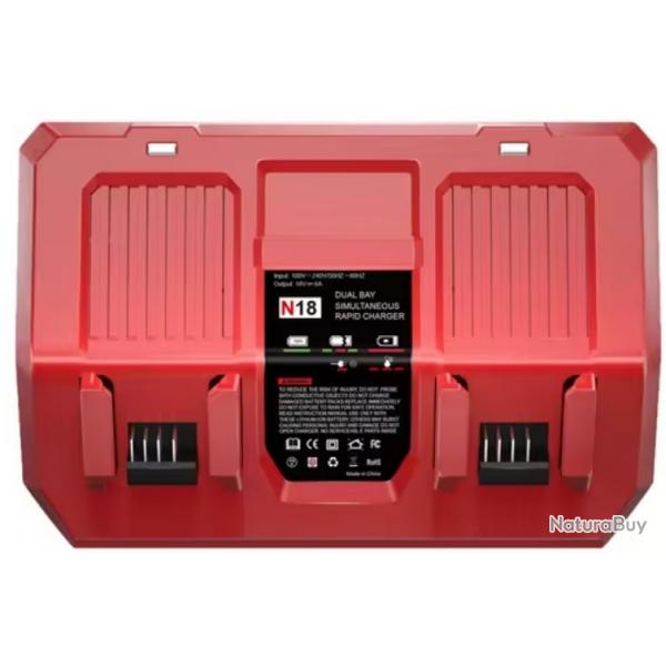 Chargeur double 6A pour batterie Milwaukee M18 NEUF