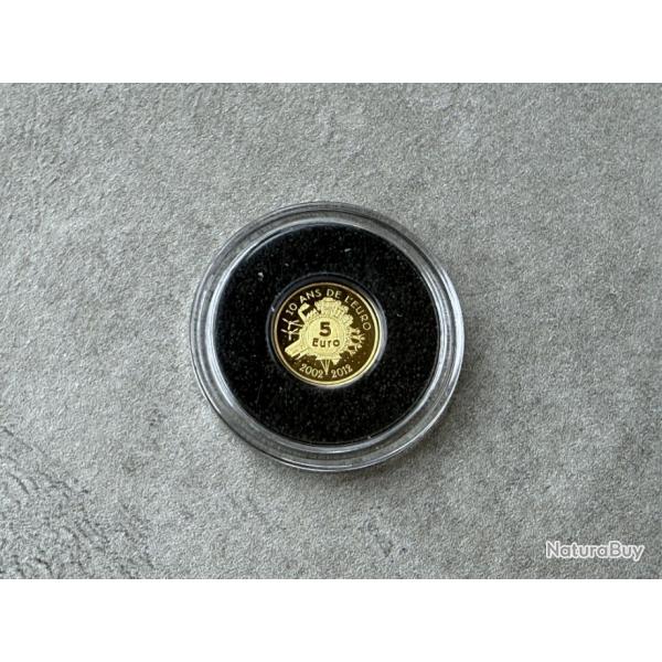 Monnaie, Pice 5 euros or - 2002 - 2012 - 10 ans de l'euros - France