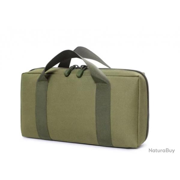 Sac de Transport EDC pour Armes de Poing Accessoires Nylon 600D Protection Mousse Vert