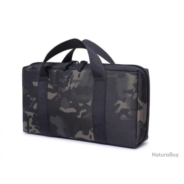 Sac de Transport EDC pour Armes de Poing Accessoires Nylon 600D Protection Mousse Camouflage Noir