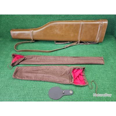Étui à Fusil Ancien « Jambon » 1950 – Carton Et Cuir D'époque