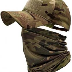 Camo Casquette Homme avec Refroidissement Cache-Cou Casquettes de Baseball Visage Écharpe Armée