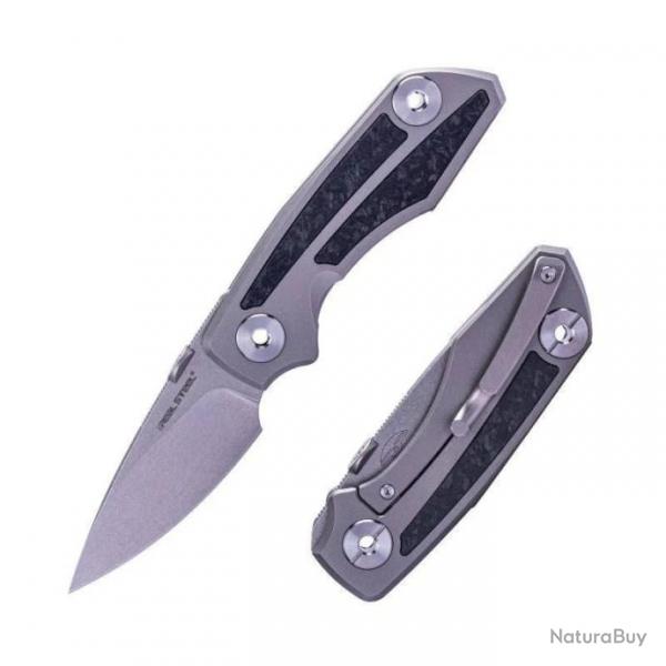 Couteau Real Steel Delta 2600 Manche Titane/FCarbone Lame Acier CPM S35VN Frame Lock RS7101CF