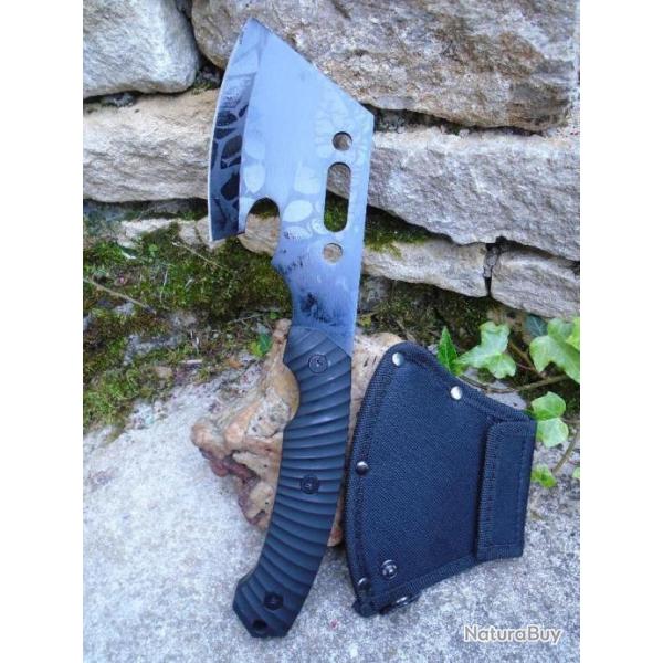 Hache Tomahawk Survivalisme Axe Survie Treck Amazonie Extraction Acier 3Cr13 Manche Abs Etui Nylon01