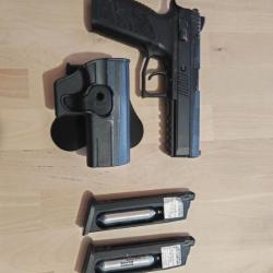 Cz P-09 airsoft 6mm GBB Co2 avec 2 chargeurs et un holster