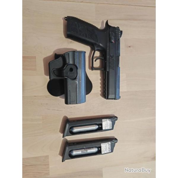 Cz P-09 airsoft 6mm GBB Co2 avec 2 chargeurs et un holster