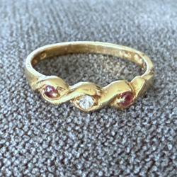 Bague en or massif 18 carats - 3 pierres - taille 55