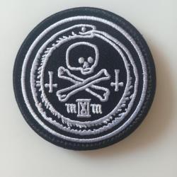 Patch brodé écusson brodé velcro Diamètre 8 cm MEMENTO MORI