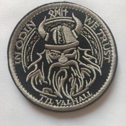 Patch écusson brodé velcro Diamètre 8cm valhalla viking