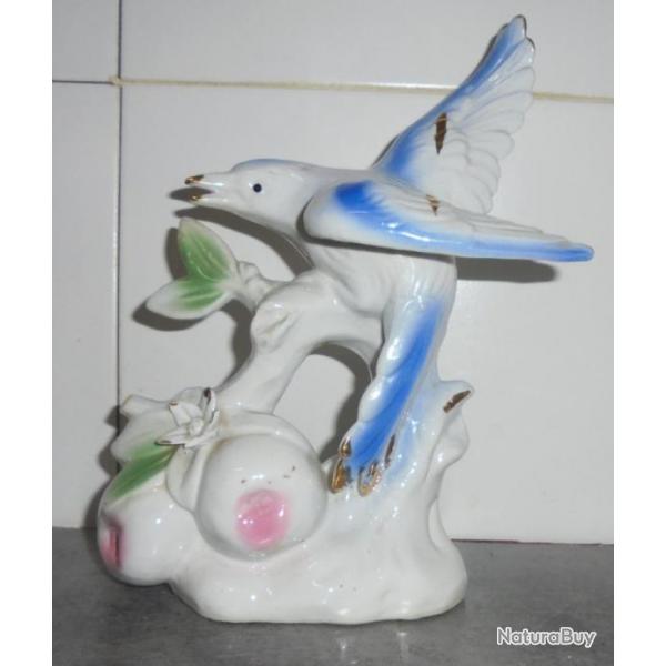 VINTAGE OISEAU CRAMIQUE BIBELOT OBJET de VITRINE DCO haut : 22cm